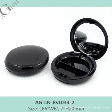 AG-LN-ES1034-2 AGPM Cosmetic Packaging Custom Plastic Material Round Two Cell Makeup Case For Eye Shadow With Mirror